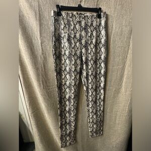 I.AM.GIA Pants White Black Snake Print Faux Leather High Waist Belted Size med